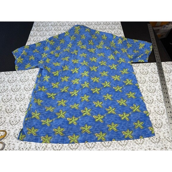 BUGATCHI Men's Blue Floral Short Sleeve Button Down Shirt Silk Medium - Picture 5 of 5